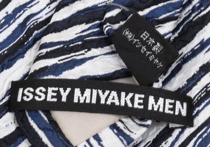 ISSEY MIYAKE MEN Blue Wrinkled Faded Regimental Silk Tie