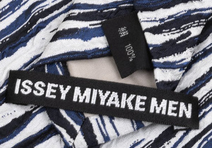 ISSEY MIYAKE MEN Blue Wrinkled Faded Regimental Silk Tie