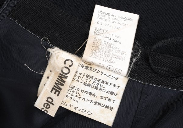 COMME des GARCONS Wool Back Slit Midi Skirt Navy Size M