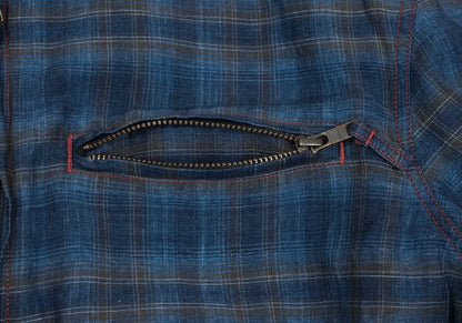 Papas Indigo Dye Check Zip Shirt Jacket Blue Size 50L