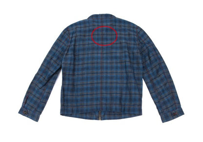 Papas Indigo Dye Check Zip Shirt Jacket Blue Size 50L