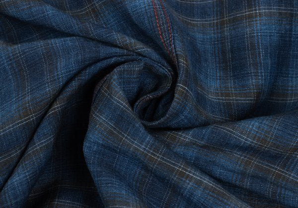 Papas Indigo Dye Check Zip Shirt Jacket Blue Size 50L