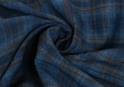 Papas Indigo Dye Check Zip Shirt Jacket Blue Size 50L