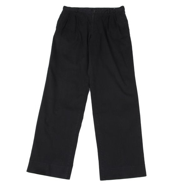 Papas Black Cotton Blend Stretch Two-Pleat Pants Size 52LL
