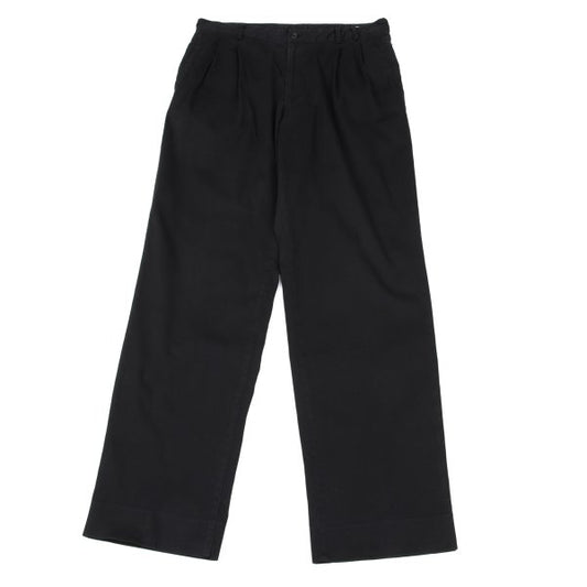 Papas Black Cotton Blend Stretch Two-Pleat Pants Size 52LL