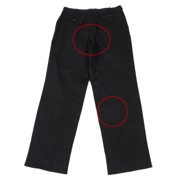 Papas Black Cotton Blend Stretch Two-Pleat Pants Size 52LL