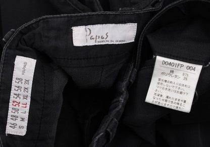 Papas Black Cotton Blend Stretch Two-Pleat Pants Size 52LL