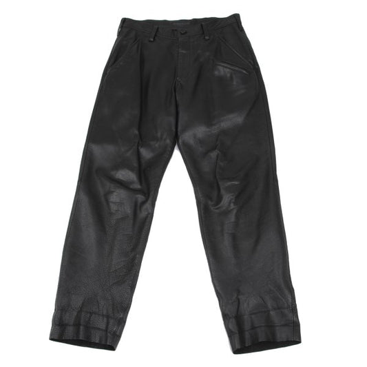 REGULATION YY MEN 14SS Grain Cow Leather Pants Black Size 2