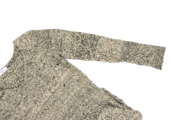 Y's Wool Cotton Back Pocket V-Neck Khaki Ivory Sweater Size 2