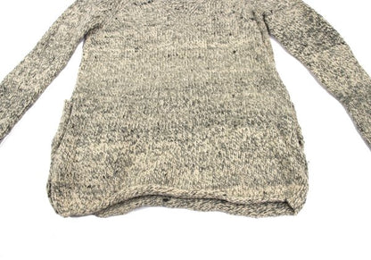 Y's Wool Cotton Back Pocket V-Neck Khaki Ivory Sweater Size 2