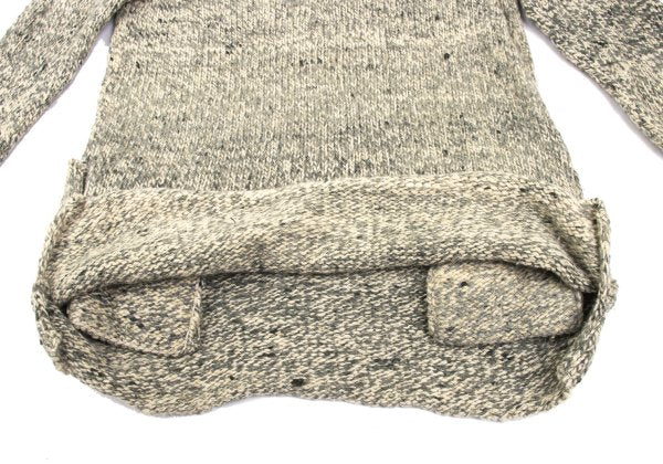 Y's Wool Cotton Back Pocket V-Neck Khaki Ivory Sweater Size 2