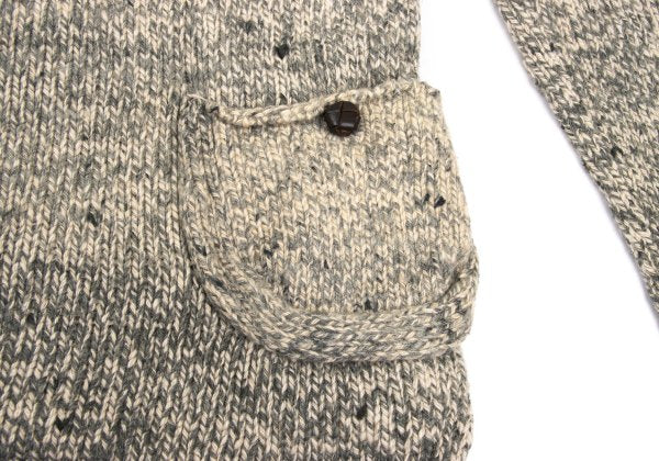 Y's Wool Cotton Back Pocket V-Neck Khaki Ivory Sweater Size 2