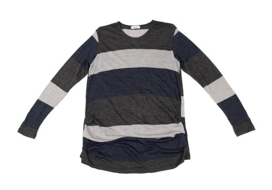Plantation Washed Wool Border Long Sleeve Top Multi Size M