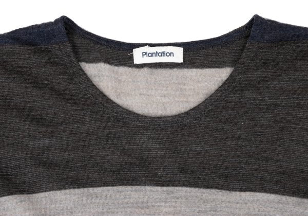 Plantation Washed Wool Border Long Sleeve Top Multi Size M