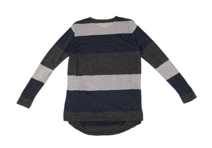 Plantation Washed Wool Border Long Sleeve Top Multi Size M