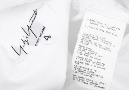 Yohji Yamamoto POUR HOMME Cotton Cut-Off Shirt White Size 4