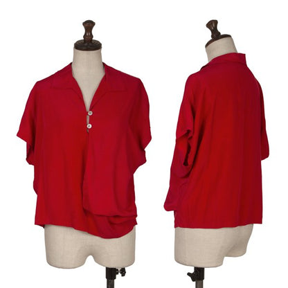Y's Rayon Open Collar Pullover Blouse Red Size M