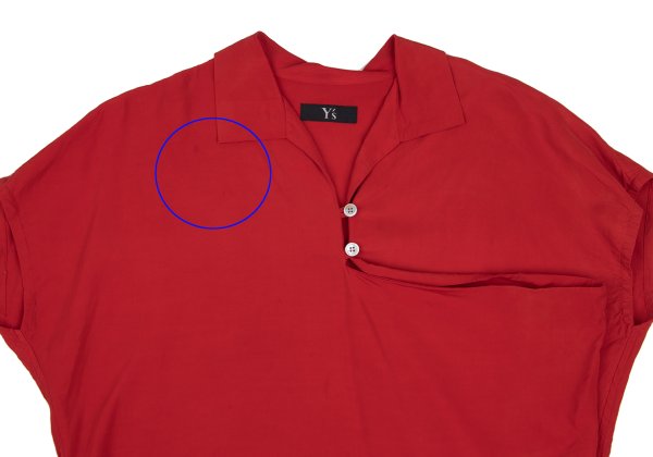 Y's Rayon Open Collar Pullover Blouse Red Size M