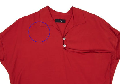 Y's Rayon Open Collar Pullover Blouse Red Size M