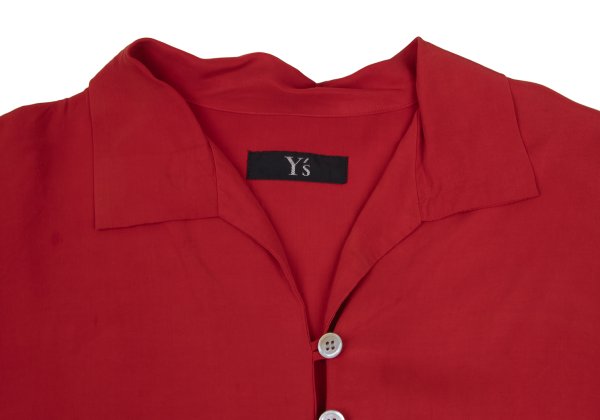 Y's Rayon Open Collar Pullover Blouse Red Size M