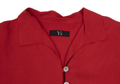 Y's Rayon Open Collar Pullover Blouse Red Size M