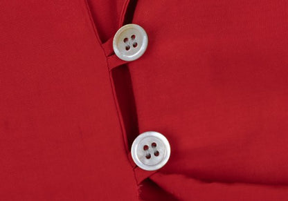 Y's Rayon Open Collar Pullover Blouse Red Size M