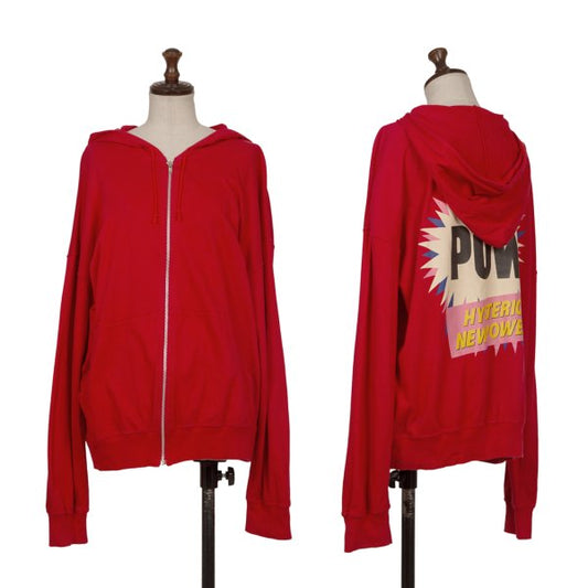 HYSTERIC GLAMOUR Back Print Cotton Zip Hoodie Red Size F
