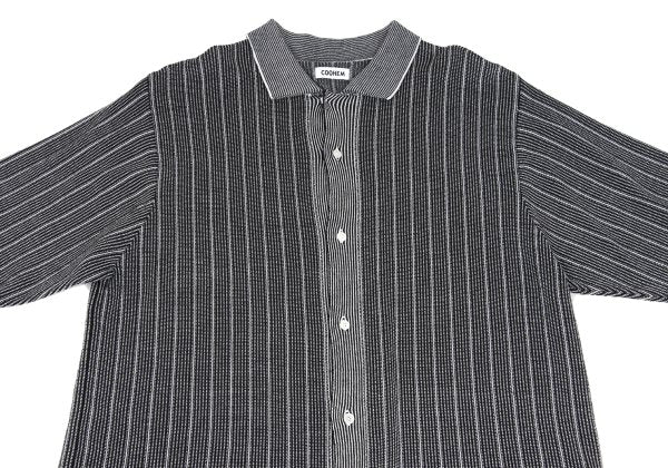 COOHEM Black/White Stripe Knit Shirt Size M