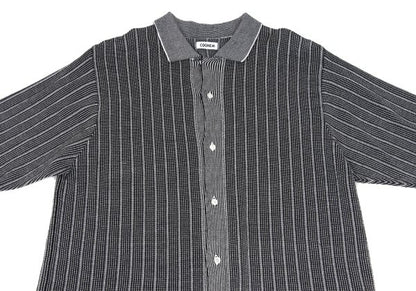 COOHEM Black/White Stripe Knit Shirt Size M