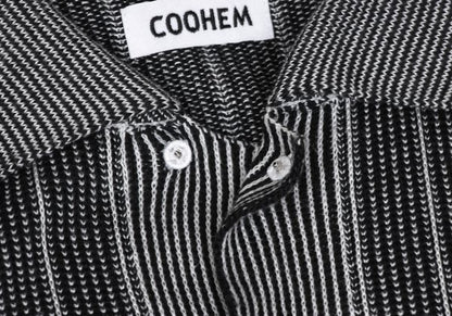 COOHEM Black/White Stripe Knit Shirt Size M