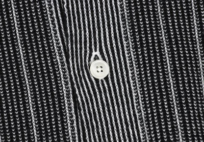 COOHEM Black/White Stripe Knit Shirt Size M