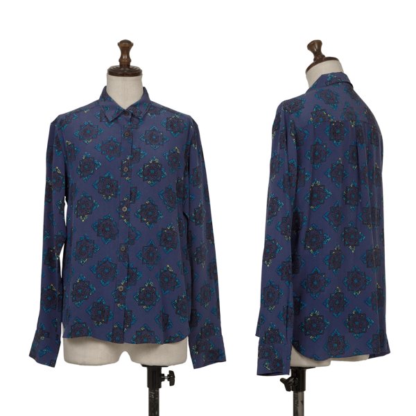 Tomorrowland SOULEIADO Ethnic Print Silk Shirt Blue Size 36