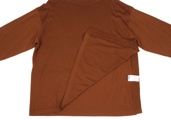 zucca Brown Wool Side Button Mock Neck Sweater Size M