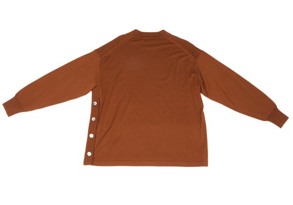 zucca Brown Wool Side Button Mock Neck Sweater Size M