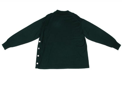 zucca Forest Green Wool Side Button Mock Neck Sweater Size M