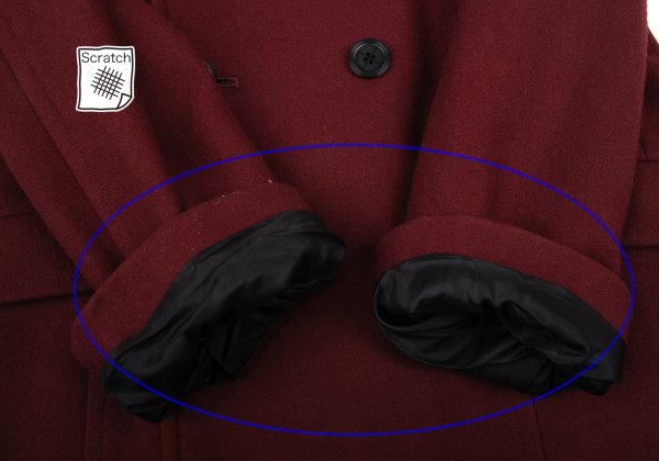 Jean Paul GAULTIER HOMME objet Wool P-Coat Bordeaux Size 46