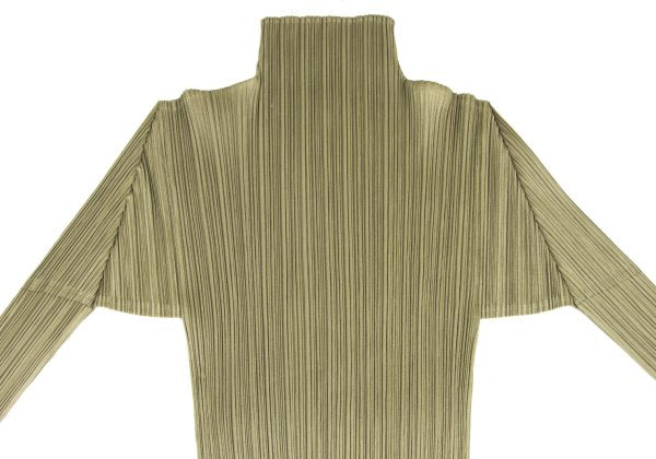PLEATS PLEASE Pleated High Neck Long Sleeve Top Green Size 3