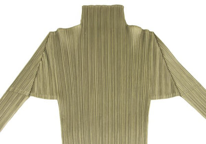 PLEATS PLEASE Pleated High Neck Long Sleeve Top Green Size 3