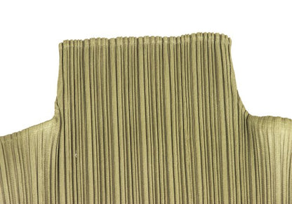 PLEATS PLEASE Pleated High Neck Long Sleeve Top Green Size 3