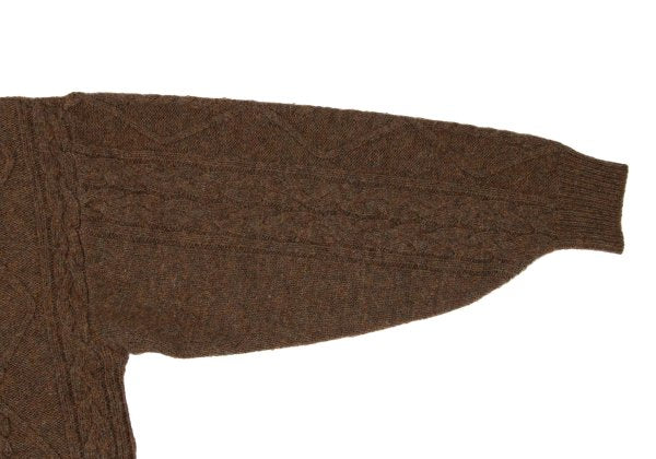 KENZO Floral Jacquard Cable Knit Sweater Brown Size M