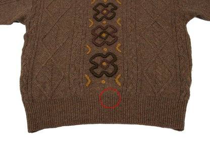 KENZO Floral Jacquard Cable Knit Sweater Brown Size M