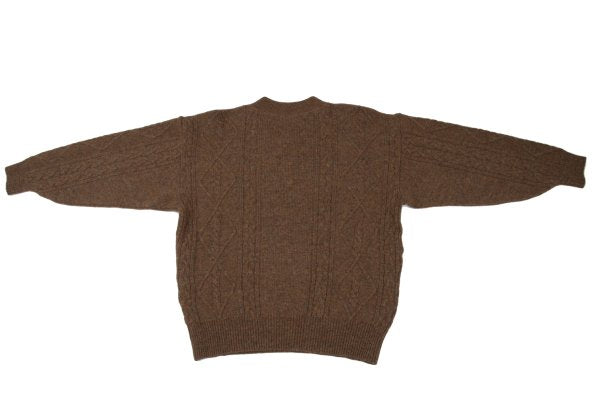 KENZO Floral Jacquard Cable Knit Sweater Brown Size M