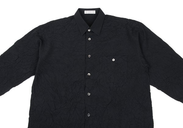 ISSEY MIYAKE MEN Polyester Crinkle Effect Shirt Black Size L