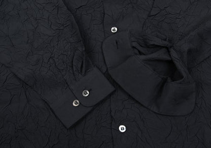 ISSEY MIYAKE MEN Polyester Crinkle Effect Shirt Black Size L
