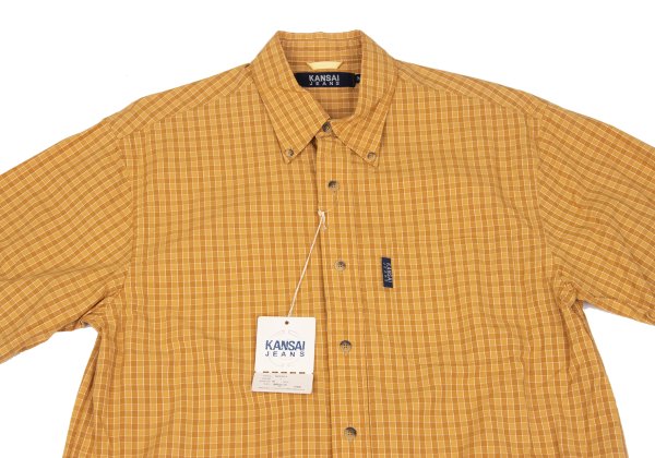 KANSAI JEANS Cotton Check Short Sleeve Shirt Camel Size M