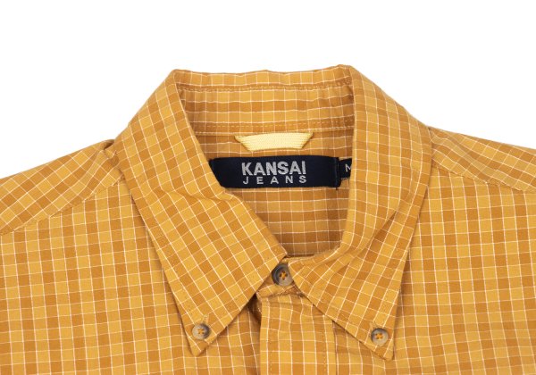 KANSAI JEANS Cotton Check Short Sleeve Shirt Camel Size M
