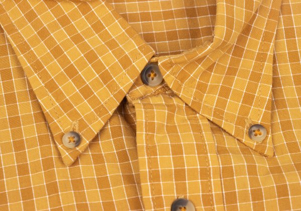 KANSAI JEANS Cotton Check Short Sleeve Shirt Camel Size M