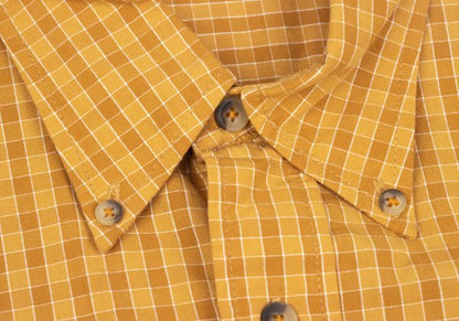 KANSAI JEANS Cotton Check Short Sleeve Shirt Camel Size M