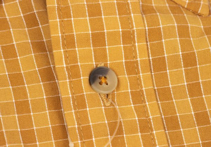 KANSAI JEANS Cotton Check Short Sleeve Shirt Camel Size M