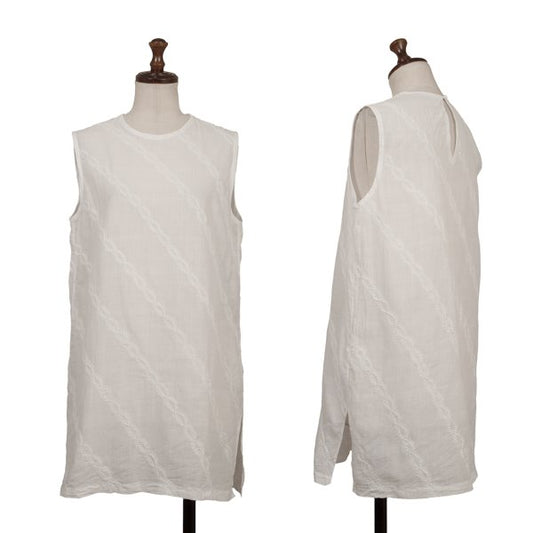 Issey Miyake ASHA BY MDS Bias Embroidered Stripe Top Size M